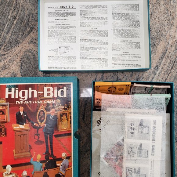[GREAT Condition] Vintage "HIGH-BID The Auction Game" COMPLETE 3M Bookshelf Game - Picture 3 of 8